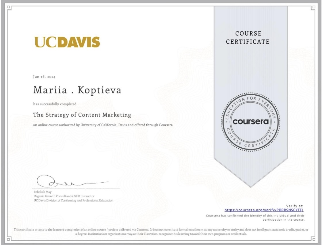 Coursera Certificate